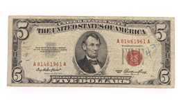 1934 US BLUE SEAL & 1953-1963 RED SEAL $5 NOTES