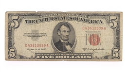 1934 US BLUE SEAL & 1953-1963 RED SEAL $5 NOTES