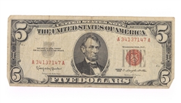 1934 US BLUE SEAL & 1953-1963 RED SEAL $5 NOTES