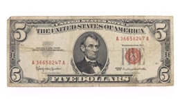 1934 US BLUE SEAL & 1953-1963 RED SEAL $5 NOTES