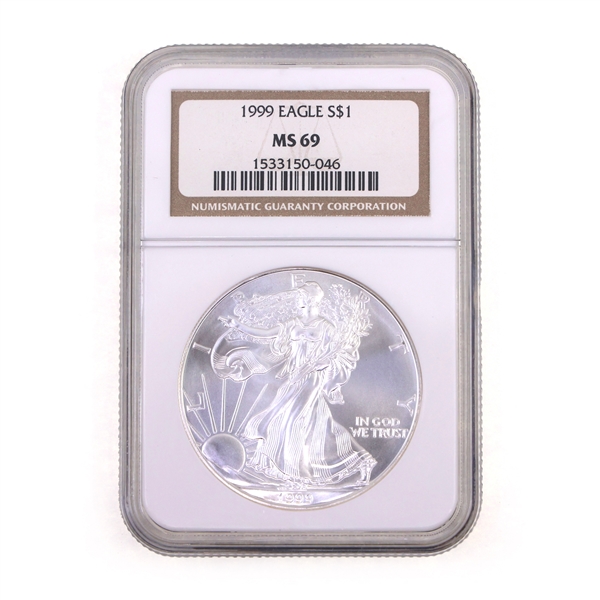 1999 US .999 SILVER 1 OZ EAGLE $1 COIN NGC MS 69