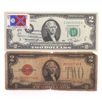 20TH C. US $2 RED SEAL & FIRST DAY STAMP ISSUE NOTES 