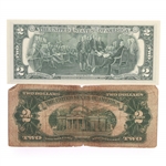 20TH C. US $2 RED SEAL & FIRST DAY STAMP ISSUE NOTES 