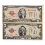 20TH C. US $2 RED SEAL & FIRST DAY STAMP ISSUE NOTES 