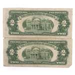 20TH C. US $2 RED SEAL & FIRST DAY STAMP ISSUE NOTES 