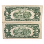 20TH C. US $2 RED SEAL & FIRST DAY STAMP ISSUE NOTES 
