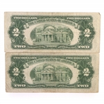 20TH C. US $2 RED SEAL & FIRST DAY STAMP ISSUE NOTES 