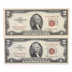 20TH C. US $2 RED SEAL & FIRST DAY STAMP ISSUE NOTES 