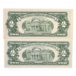 20TH C. US $2 RED SEAL & FIRST DAY STAMP ISSUE NOTES 