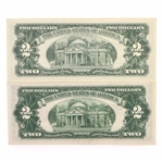20TH C. US $2 RED SEAL & FIRST DAY STAMP ISSUE NOTES 