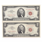 20TH C. US $2 RED SEAL & FIRST DAY STAMP ISSUE NOTES 