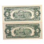 20TH C. US $2 RED SEAL & FIRST DAY STAMP ISSUE NOTES 