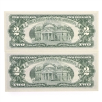 1963 US $2 RED SEAL NOTES - SEQUENTIAL SERIAL NUMBERS