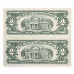 1963 US $2 RED SEAL NOTES - SEQUENTIAL SERIAL NUMBERS