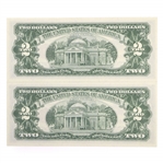 1963 US $2 RED SEAL NOTES - SEQUENTIAL SERIAL NUMBERS