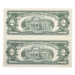 1963 US $2 RED SEAL NOTES - SEQUENTIAL SERIAL NUMBERS