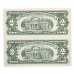 1963 US $2 RED SEAL NOTES - SEQUENTIAL SERIAL NUMBERS