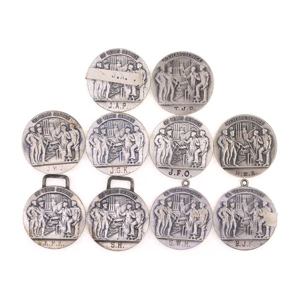 STERLING SILVER US STEEL CORP 30 & 40-YEAR MEDALS