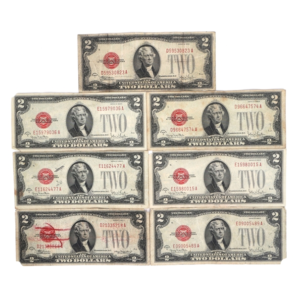 1928 US RED SEAL 2 DOLLAR NOTES