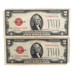 1928 US RED SEAL 2 DOLLAR NOTES