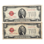 1928 US RED SEAL 2 DOLLAR NOTES