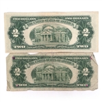 1953 US RED SEAL 2 DOLLAR NOTES, 1 WITH STAR