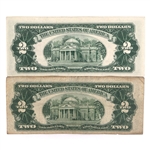 1953 US RED SEAL 2 DOLLAR NOTES, 1 WITH STAR