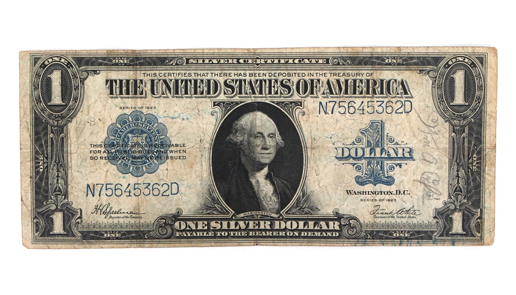 1923 US $1 BLUE SEAL SILVER CERTIFICATE NOTE