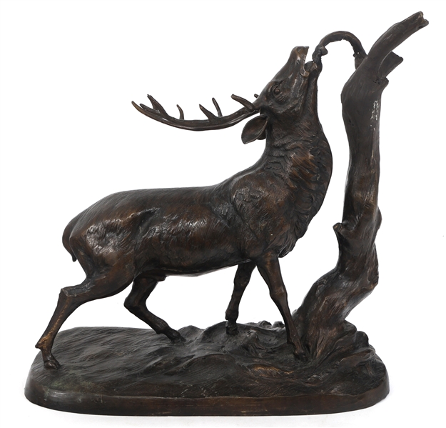 BRONZE GRAZING ELK SCULPTURE