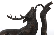 BRONZE GRAZING ELK SCULPTURE