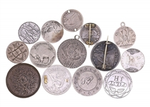 19TH CENTURY SILVER US & INTERNATIONAL LOVE TOKENS