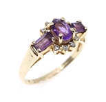 14K YELLOW GOLD AMETHYST & DIAMOND FASHION RING