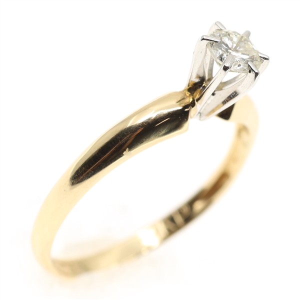 14K YELLOW GOLD 0.21 CT ROUND DIAMOND SOLITAIRE RING