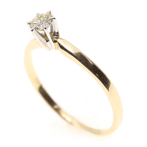 14K YELLOW GOLD 0.21 CT ROUND DIAMOND SOLITAIRE RING