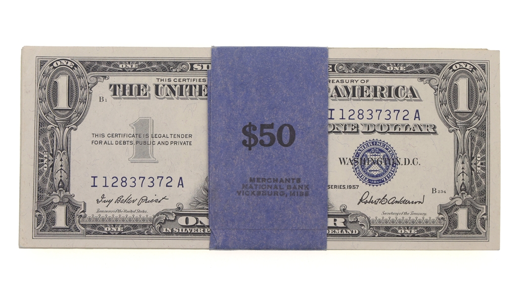 1957 US $1 SILVER CERTIFICATE BLUE SEAL NOTES $50 FACE