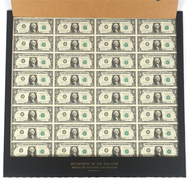 32 NOTE US MINT 1981 $1 UNCUT CURRENCY SHEET