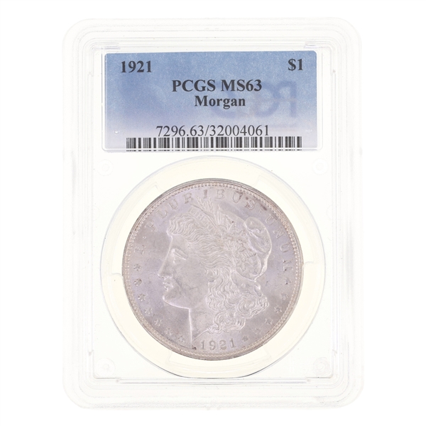 1921 US SILVER MORGAN DOLLAR PCGS MS 63
