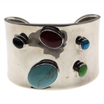 STERLING SILVER TAXCO MULTI-STONE CUFF BRACELET
