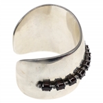 STERLING SILVER CUFF BRACELET WITH RED CUBIC ZIRCONIA