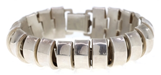 STERLING SILVER OPEN HALF-CRESCENT LINK BRACELET 