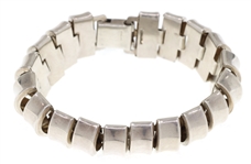 STERLING SILVER OPEN HALF-CRESCENT LINK BRACELET 