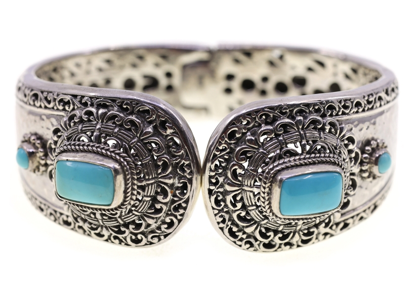 STERLING SILVER SARDA TURQUOISE CUFF BRACELET