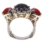 WOMEN'S STERLING SILVER ONYX FASHION RING