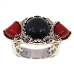 WOMEN'S STERLING SILVER ONYX FASHION RING