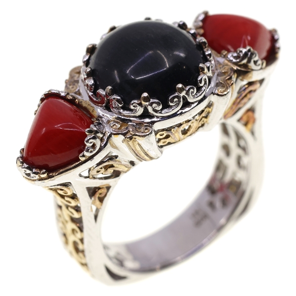 WOMENS STERLING SILVER ONYX FASHION RING