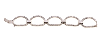 .900 SILVER ARGENTINE MODERN OVAL-LINK BRACELET