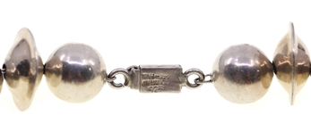 STERLING SILVER TAXCO BENCH BEAD NECKLACE 