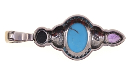 STERLING CAROLYN POLLACK TURQUOISE & AMETHYST PENDANT