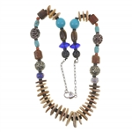 STERLING SILVER BEADED & SHELL FASHION NECKLACE