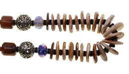 STERLING SILVER BEADED & SHELL FASHION NECKLACE